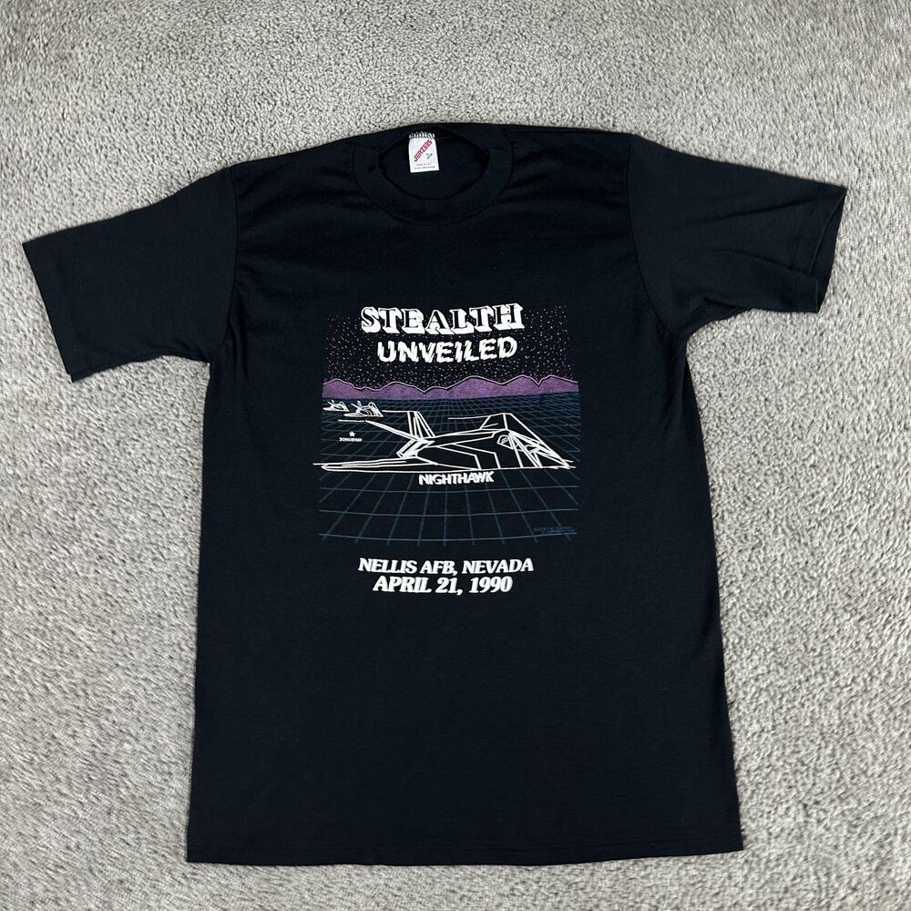 Vintage Stealth Unveiled Shirt Mens Large Nighthawk Nellis AFB 1990 USA 90s